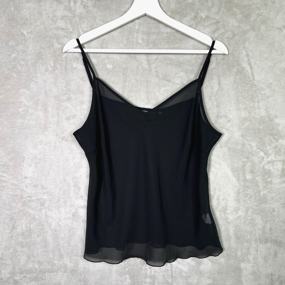 Vintage Notations‎ Black Camisole L Sheer Flowy Chiffon Whimsigoth Y2K 2000s